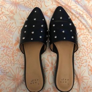 Studded black mules